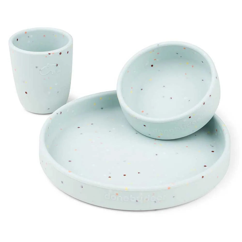 Done by Deer® Silikonski set za hranjenje Confetti Blue Done by Deer