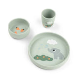 Done by Deer® Silikonski set za hranjenje Stick&Stay Elphee Green