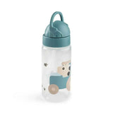 Done by Deer® Steklenička s slamico Tiny farm Blue 350 ml