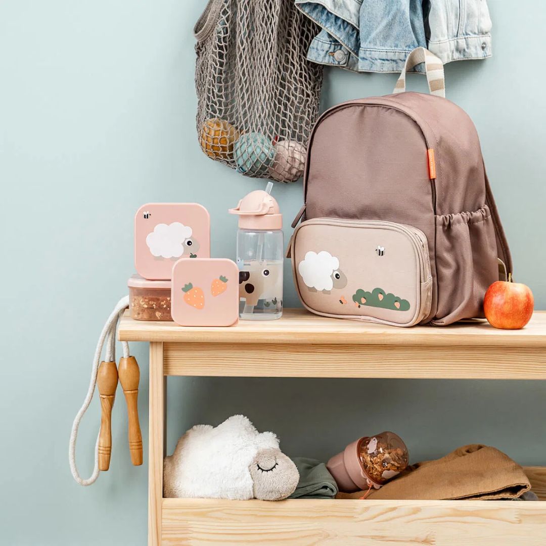 Done by Deer® Steklenička s slamico Tiny farm Powder 350 ml Done by Deer