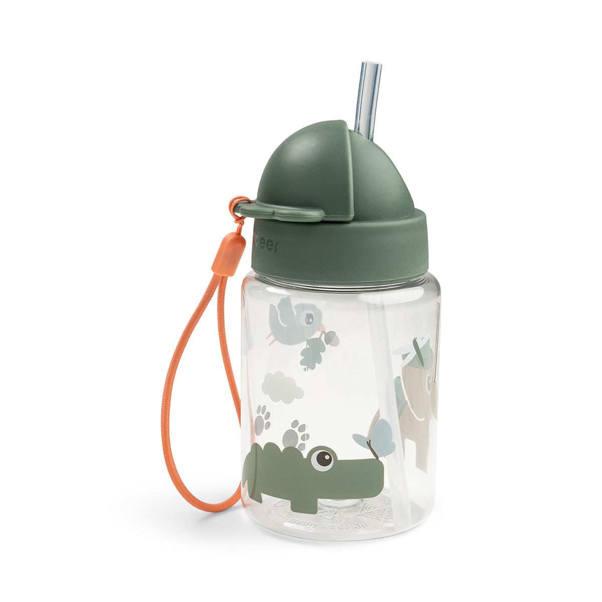 Done by Deer® Steklenička s slamico Tiny trails Green 280 ml Done by Deer