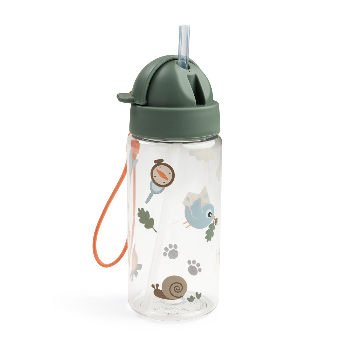 Done by Deer® Steklenička s slamico Tiny trails Green 350 ml Done by Deer