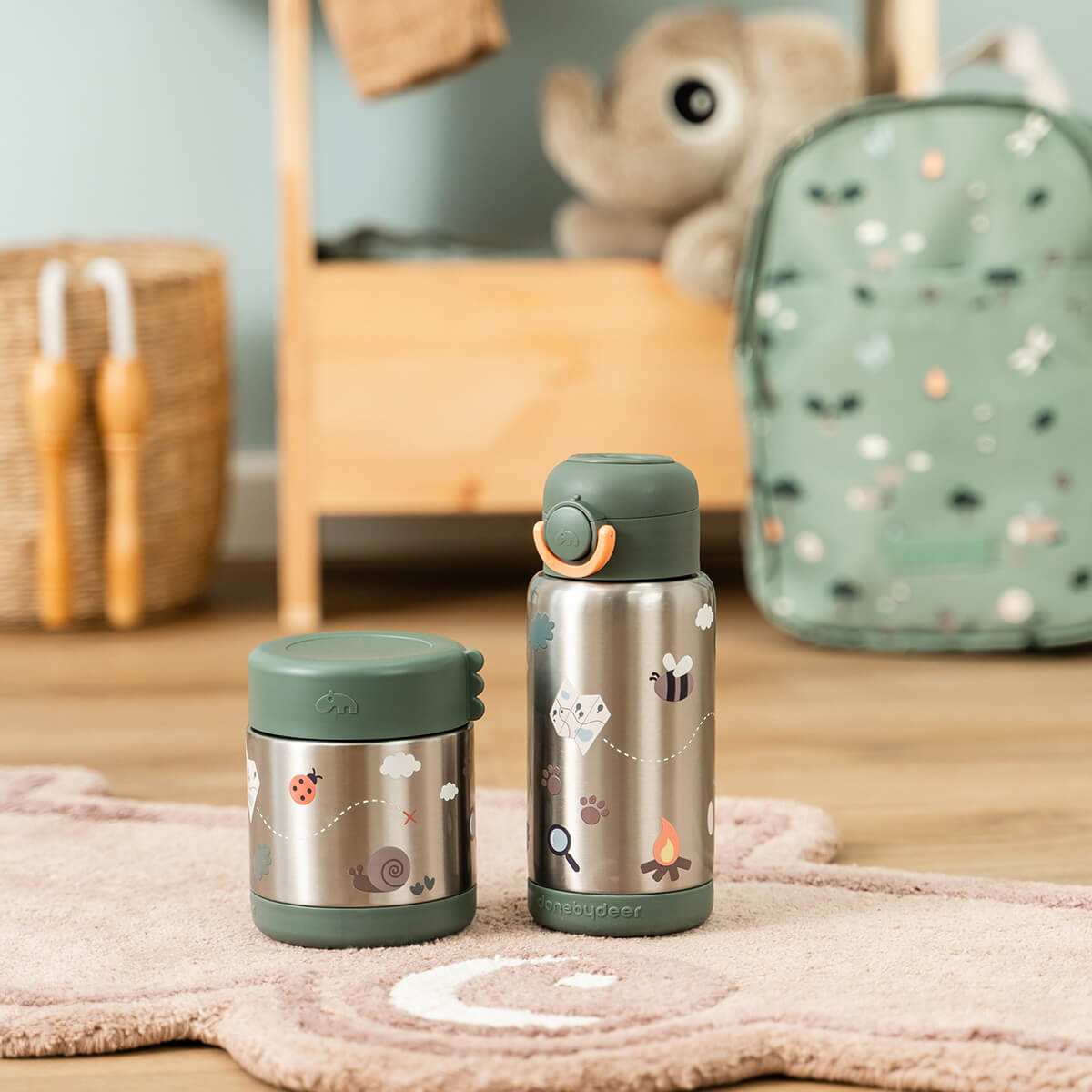 Done by Deer® Termo posodica za hrano 300ml Tiny trails Green Done by Deer