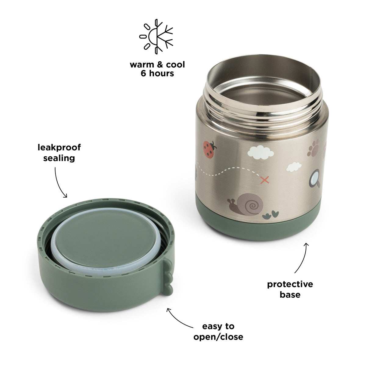 Done by Deer® Termo posodica za hrano 300ml Tiny trails Green Done by Deer