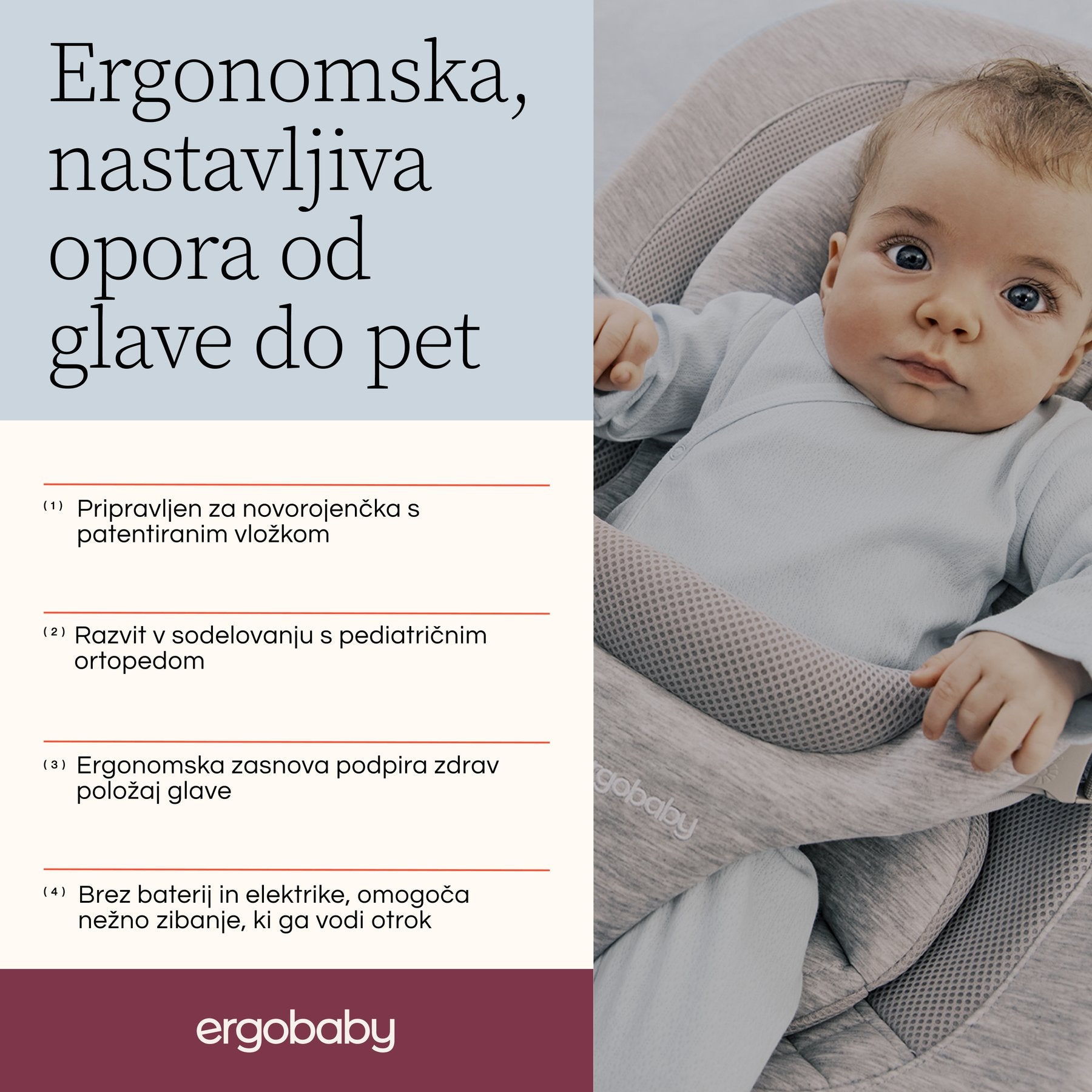 Ergobaby® Evolve ležaljka 3u1 Midnight Blue 