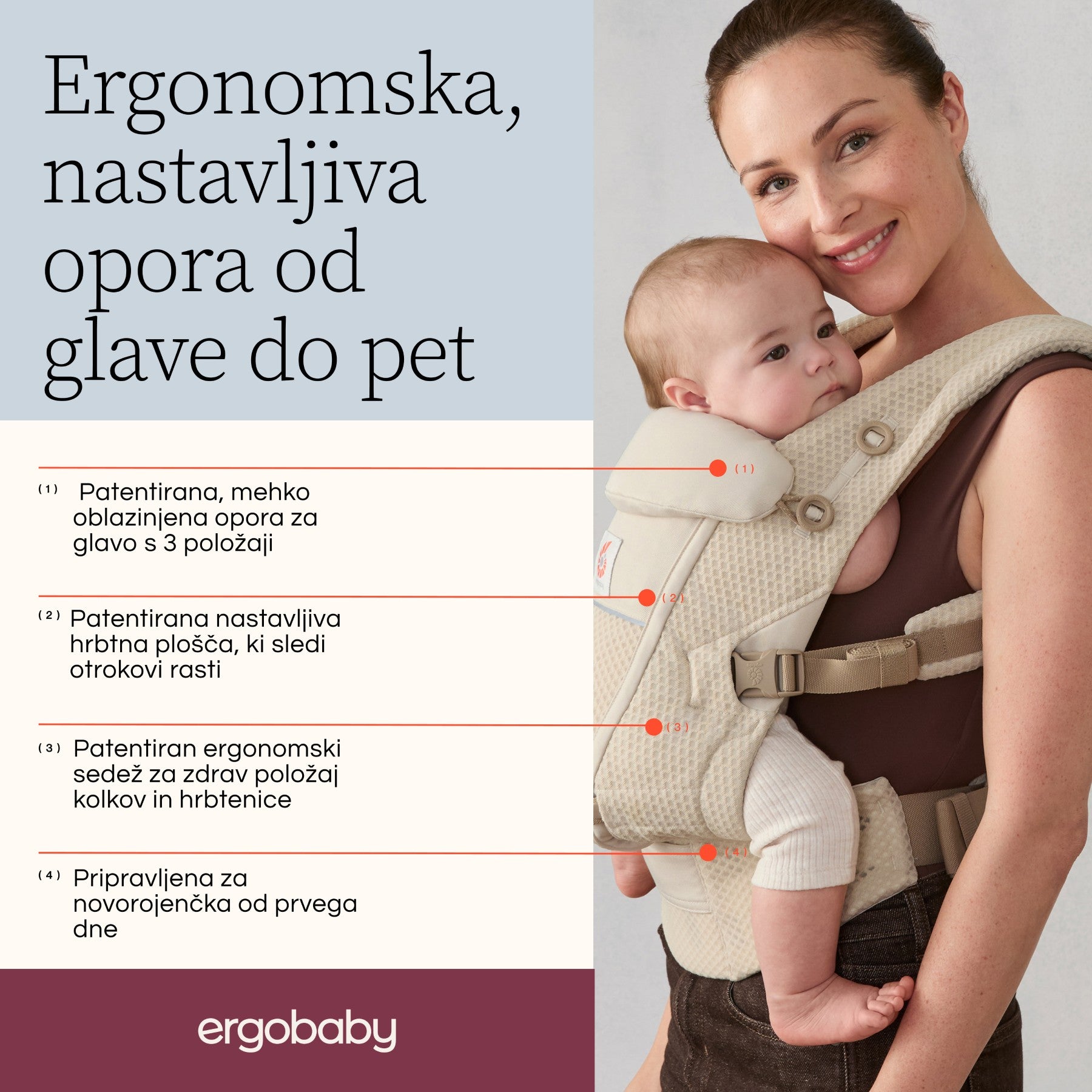 Ergobaby® Porte bébé Adapt Soft Flex Mesh Natural Beige