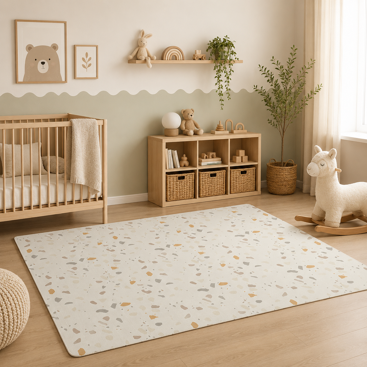 Evibell® Obojestranska igralna podloga iz TPU pene 140x200 Confetti/Terracotta