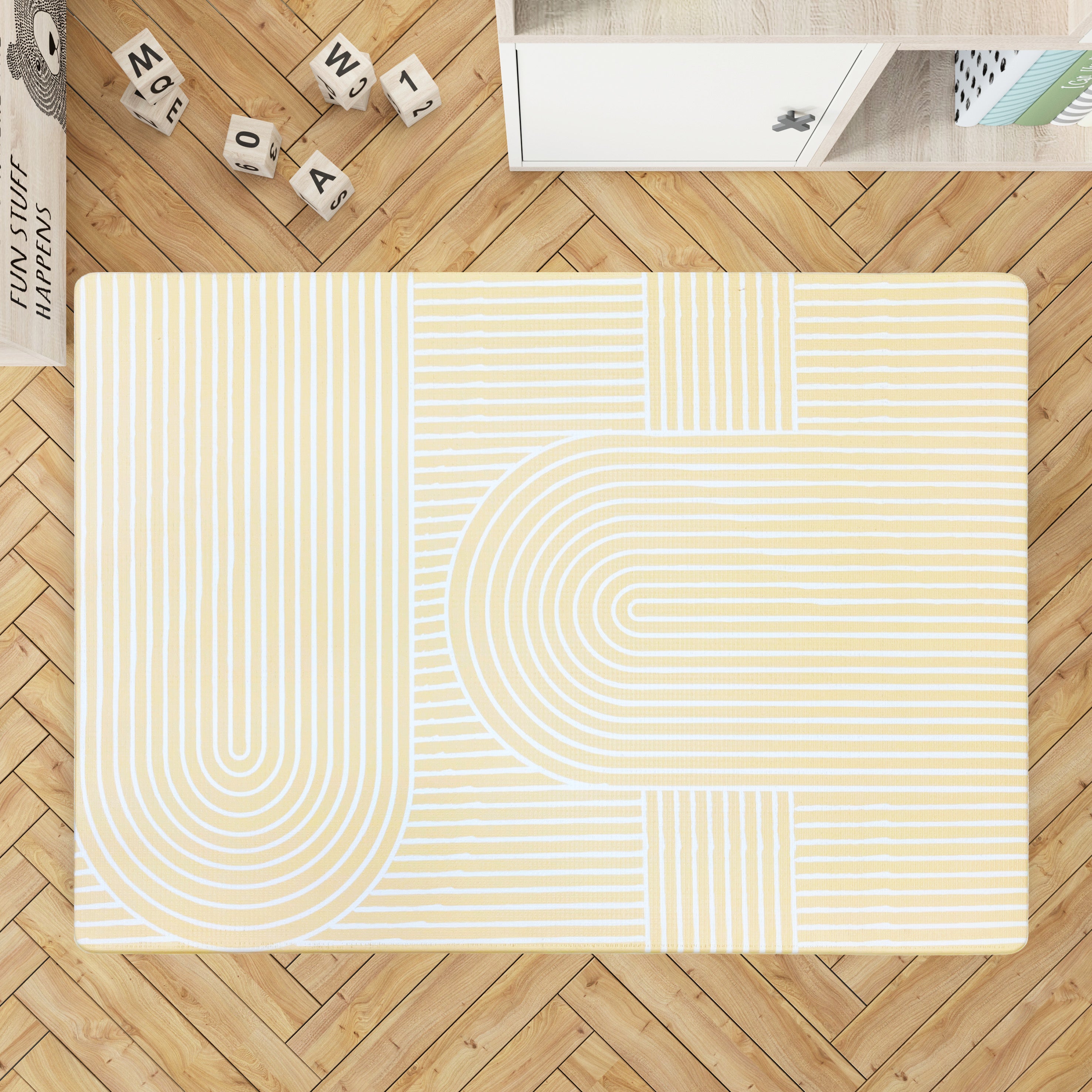 Evibell® Obojestranska igralna podloga iz TPU pene 140x200 Confetti/Terracotta