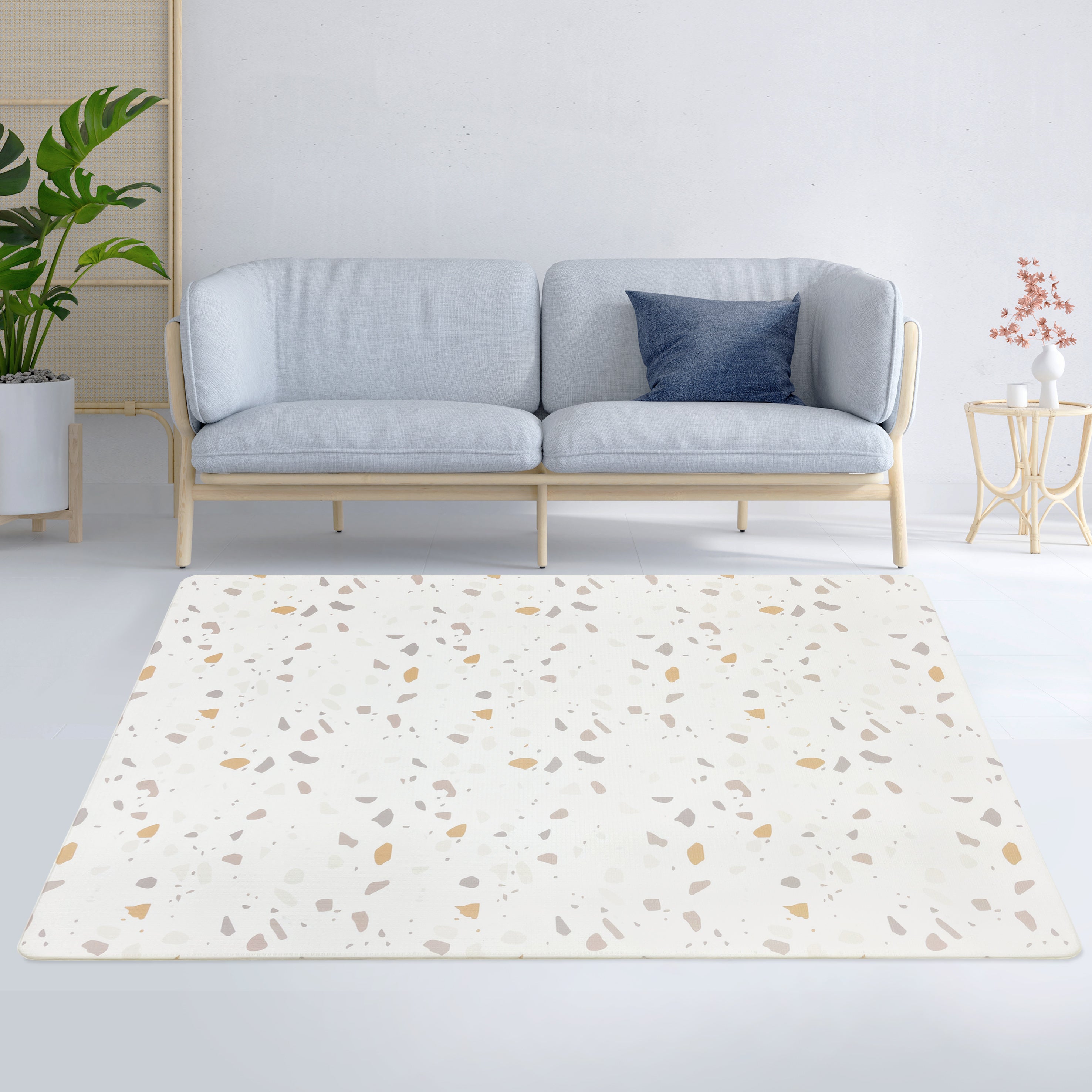 Evibell® Obojestranska igralna podloga iz TPU pene 140x200 Confetti/Terracotta