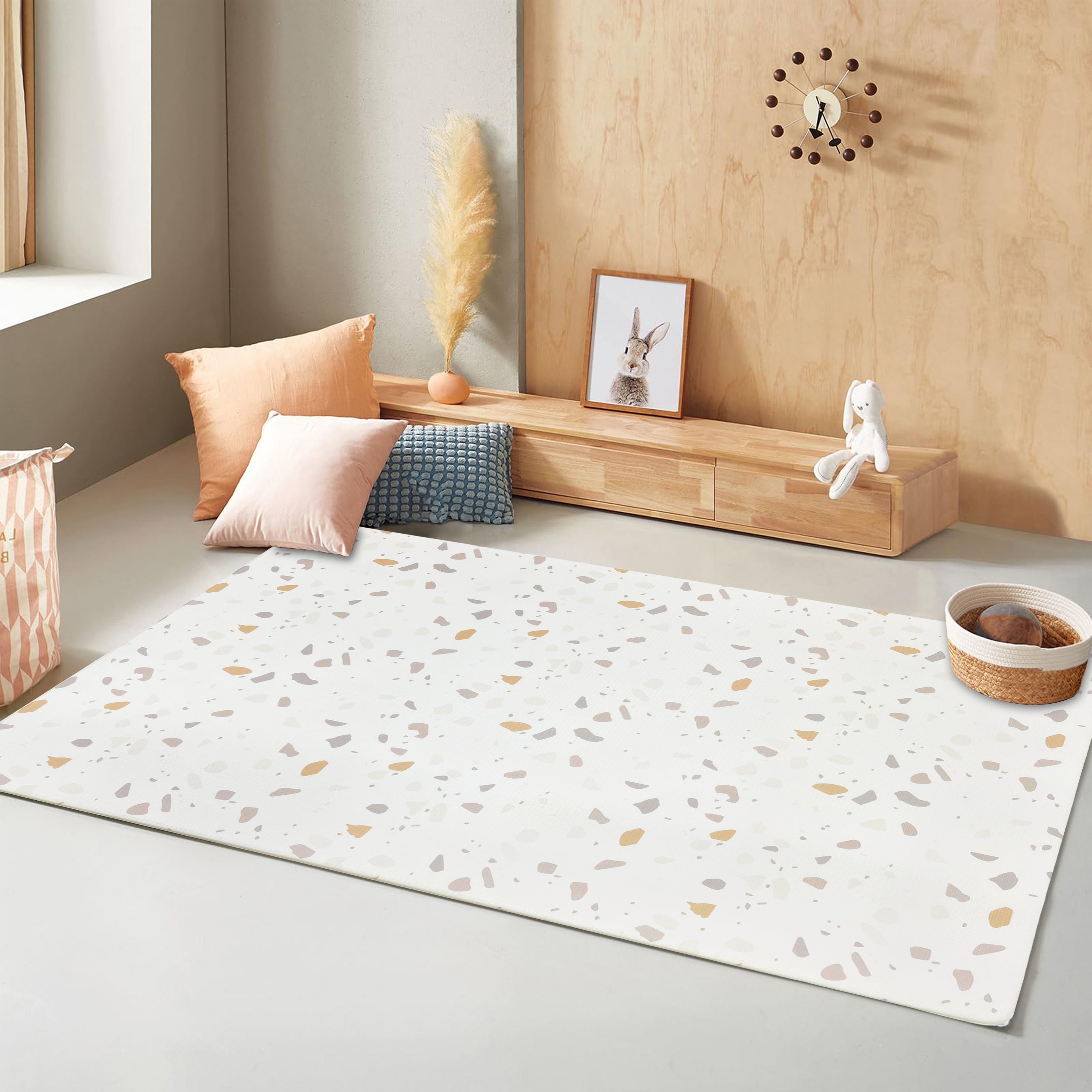 Evibell® Obojestranska igralna podloga iz TPU pene 140x200 Confetti/Terracotta