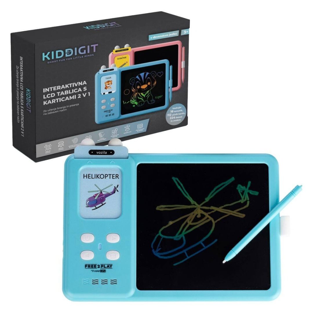 Free2Play® Interaktivna LCD tablica s karticami 2v1 Blue – slika 2