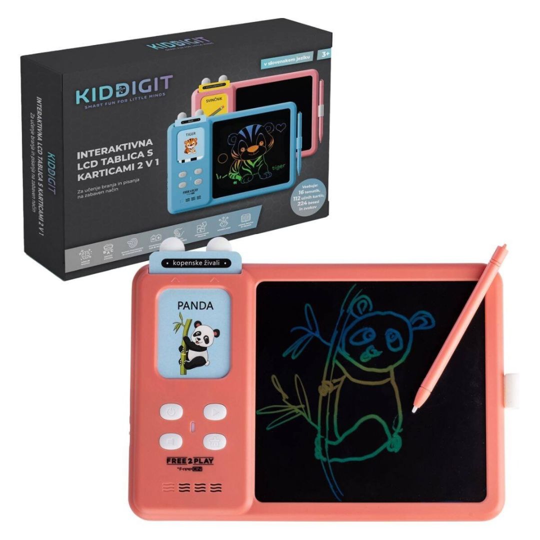 Free2Play® Interaktivna LCD tablica s karticami 2v1 Pink – slika 2