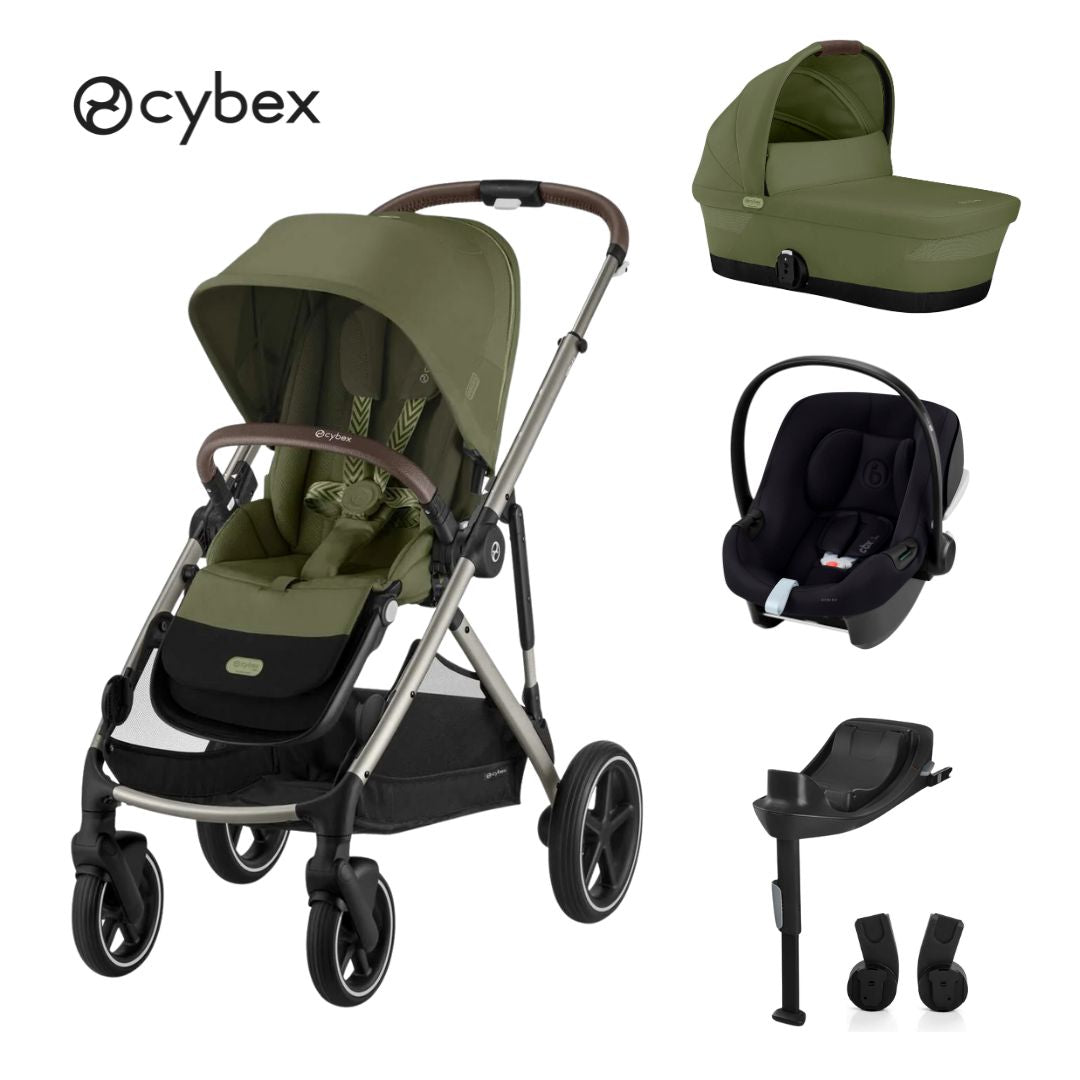 Cybex® Otroški voziček 4v1 Gazelle™ S + Avtosedež Aton B2 + IsoFix baza One Moss Green Cybex