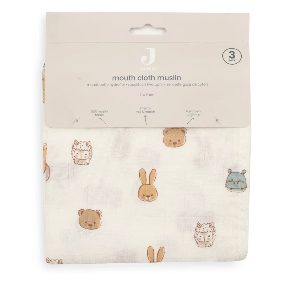 Jollein® Lot de 3 langes en tetra Jollies 31x31