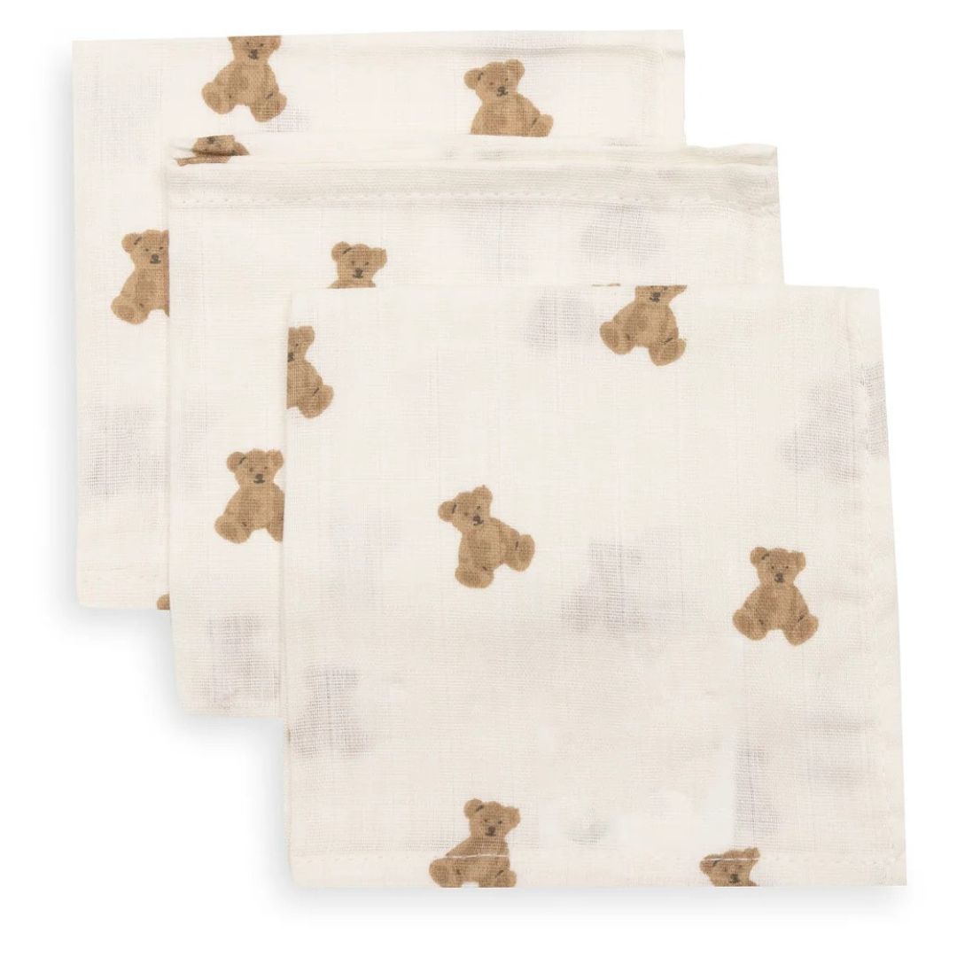 Jollein® Lot de 3 langes tetra Mini Teddy Bear 31x31