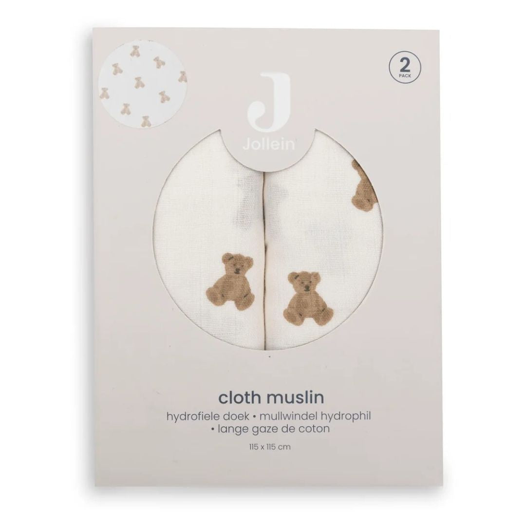 Jollein® Set di due pannolini di tetra Mini Teddy Bear 115x115