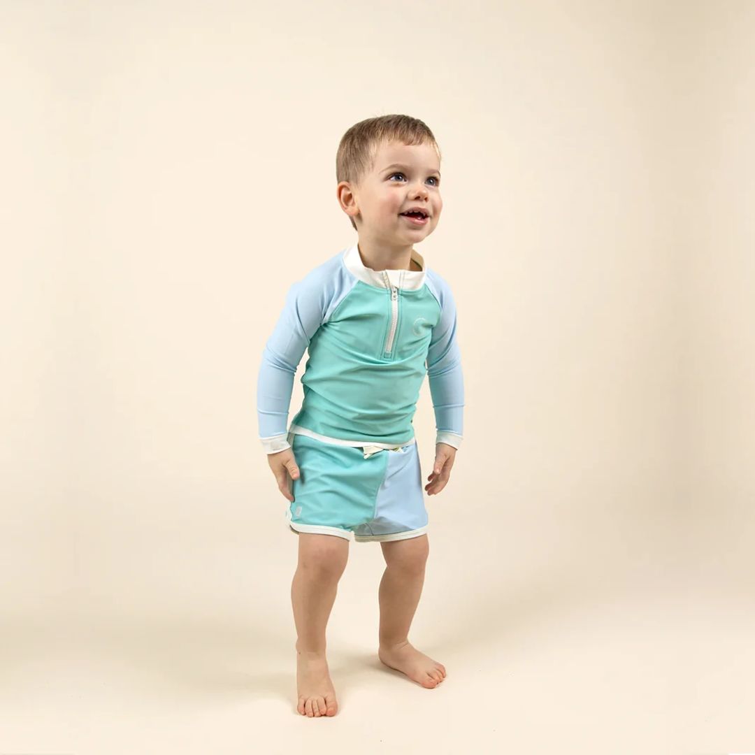 KiETLA® Otroška kopalna majica z dolgimi rokavi Green/Blue Ki ET LA