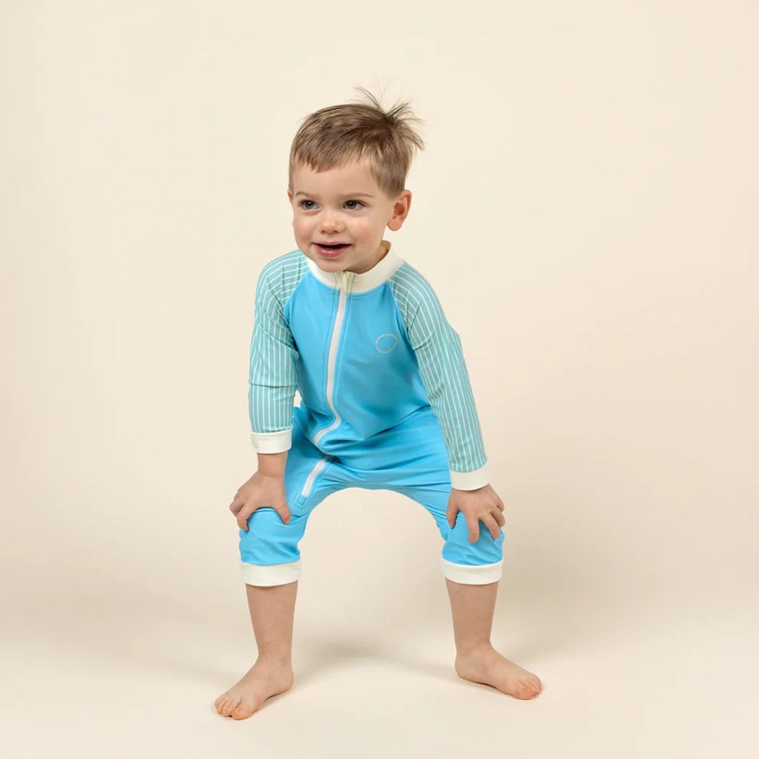 KiETLA® Otroške daljše enodelne kopalke Blue/Striped Ki ET LA