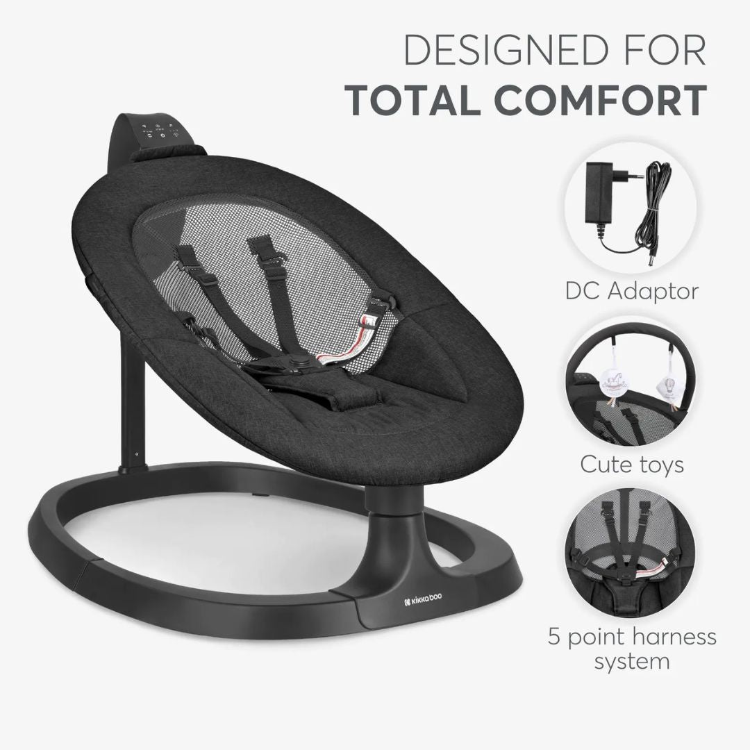 KikkaBoo® Električni gugalnik Zazu Black KikkaBoo