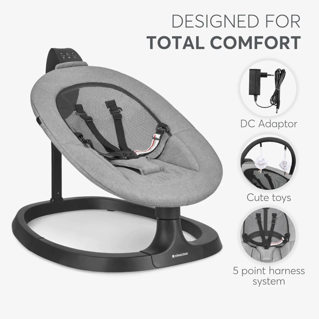 KikkaBoo® Električni gugalnik Zazu Grey KikkaBoo