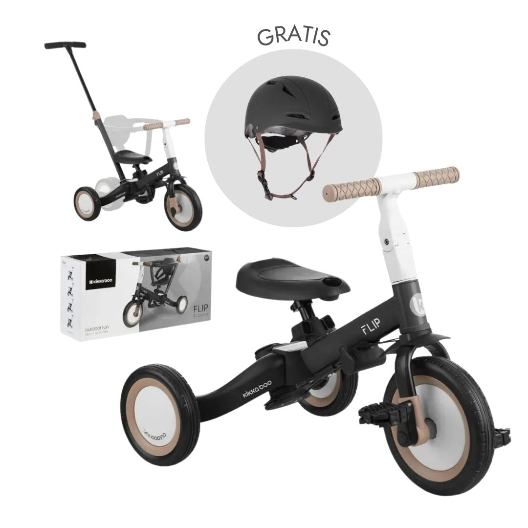 KikkaBoo® Otroški tricikel 5in1 Flip + GRATIS čelada Black KikkaBoo