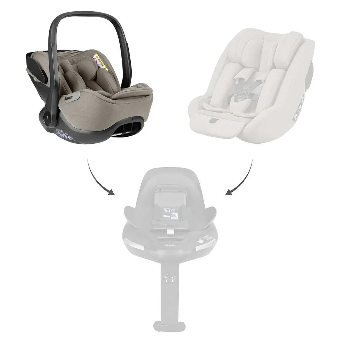 KikkaBoo® Platinum Otroški avtosedež i-Class i-SIZE (40-87 cm) Champagne + vrtljiva Isofix baza 360 Noir KikkaBoo