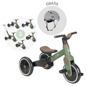 KikkaBoo® Otroški tricikel 5v1 Flash Army Green + GRATIS čelada Grey KikkaBoo