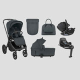 KikkaBoo® Platinum Passeggino 4in1 Goya Graphite + Seggiolino Auto i-Class i-SIZE (40-87 cm) Noir + Base Isofix Rotante i-Class 360
