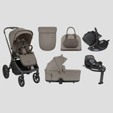 KikkaBoo® Platinum Passeggino 4in1 Goya Mocca + Seggiolino Auto i-Class i-SIZE (40-87 cm) Noir + Base Isofix Rotante i-Class 360