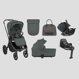 KikkaBoo® Platinum Passeggino 4in1 Goya Olive + Seggiolino Auto i-Class i-SIZE (40-87 cm) Noir + Base Isofix Rotante i-Class 360