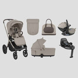 KikkaBoo® Platinum Passeggino 4in1 Goya Champagne + Seggiolino Auto i-Class i-SIZE (40-87 cm) Champagne + Base Isofix Rotante i-Class 360