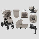 KikkaBoo® Platinum 5in1 Stroller Goya Champagne + i-Class i-SIZE Car Seat (40-87 cm) + i-Class Plus i-SIZE Car Seat (40-105 cm) + i-Class 360 Rotating Isofix Base
