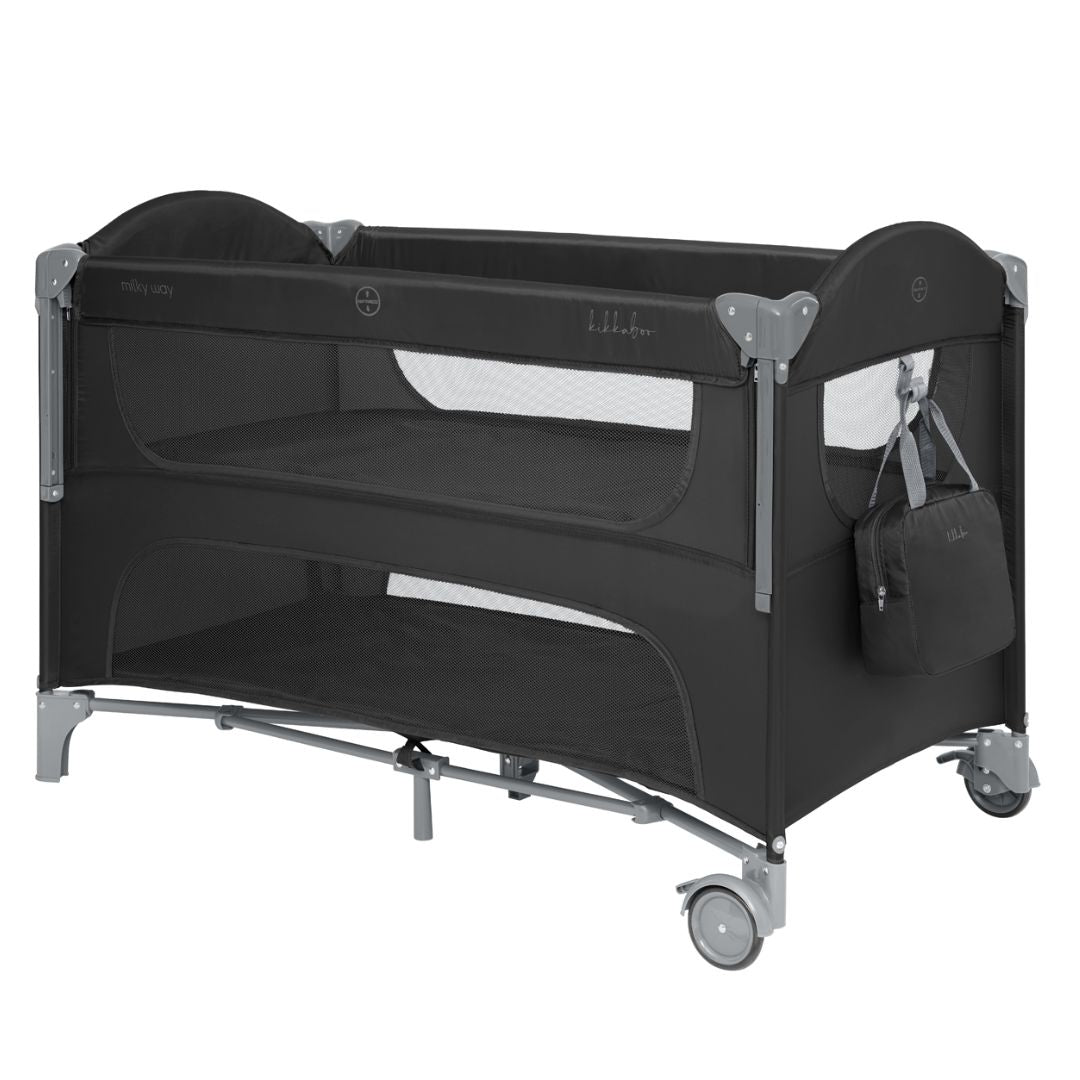 KikkaBoo® Prenosna posteljica 2 levels Milky Way Black 2026