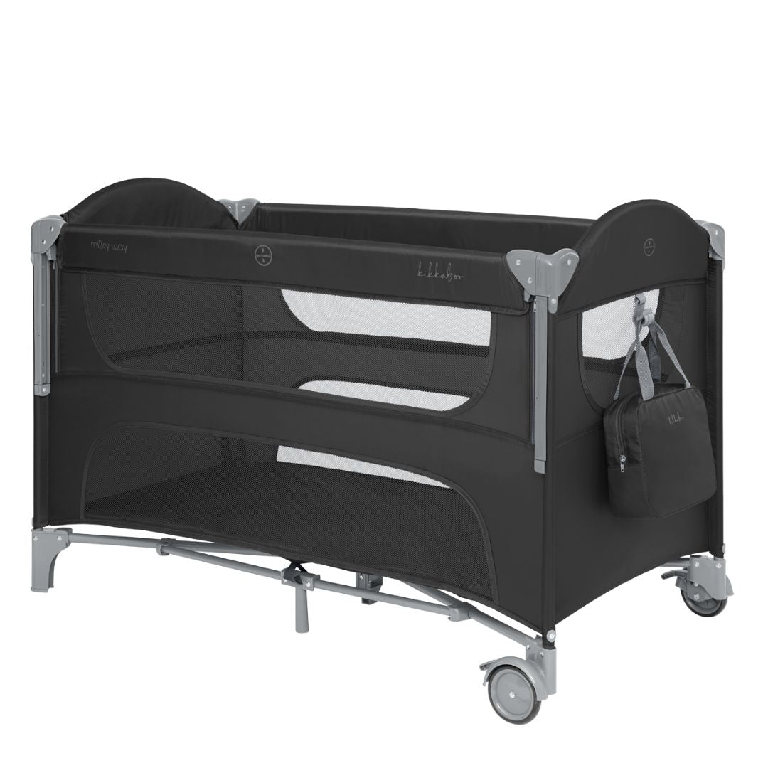KikkaBoo® Prenosna posteljica 2 levels Milky Way Black 2026