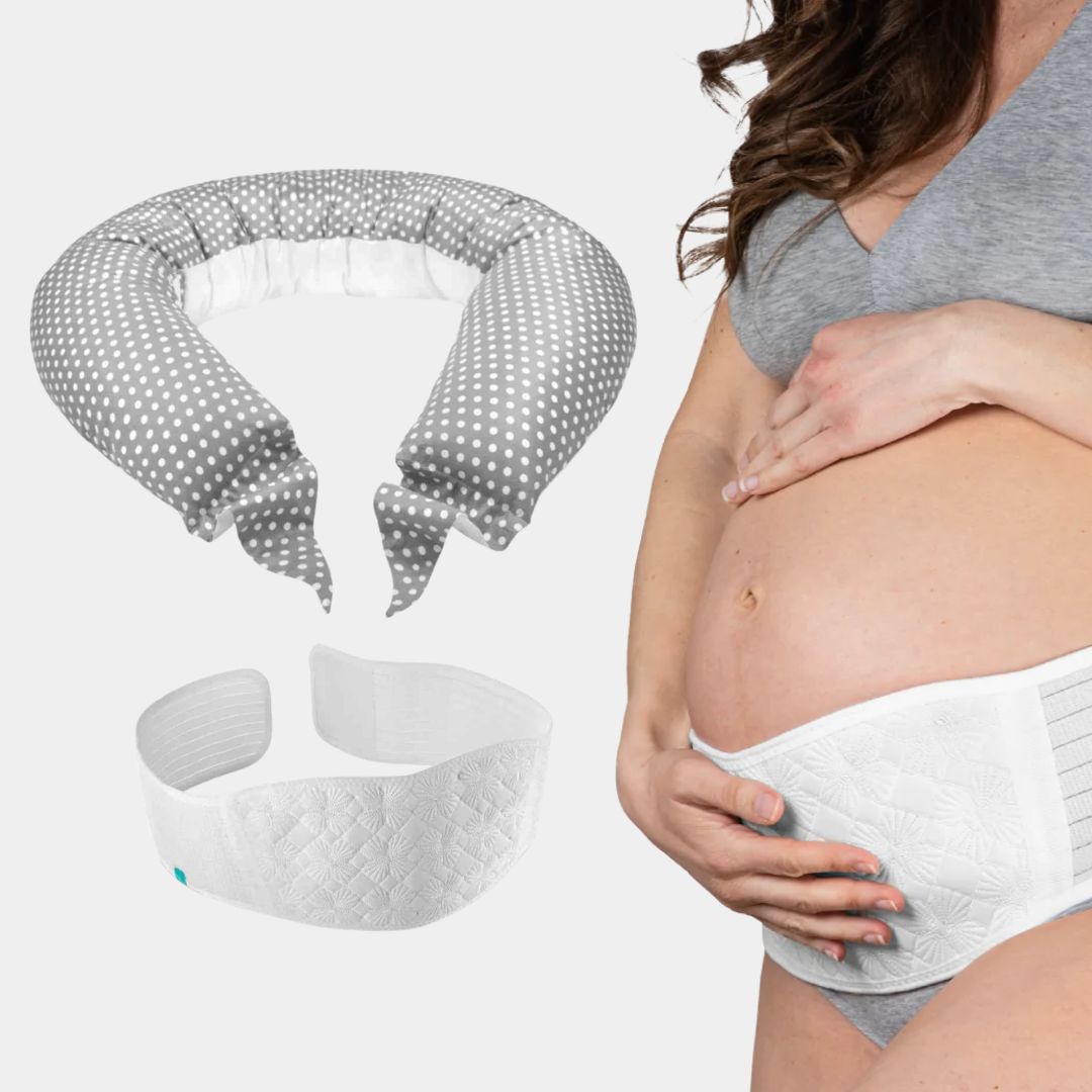 Koala Babycare® Set za nosečnice blazina Hug Comfy Grey in podporni trak White