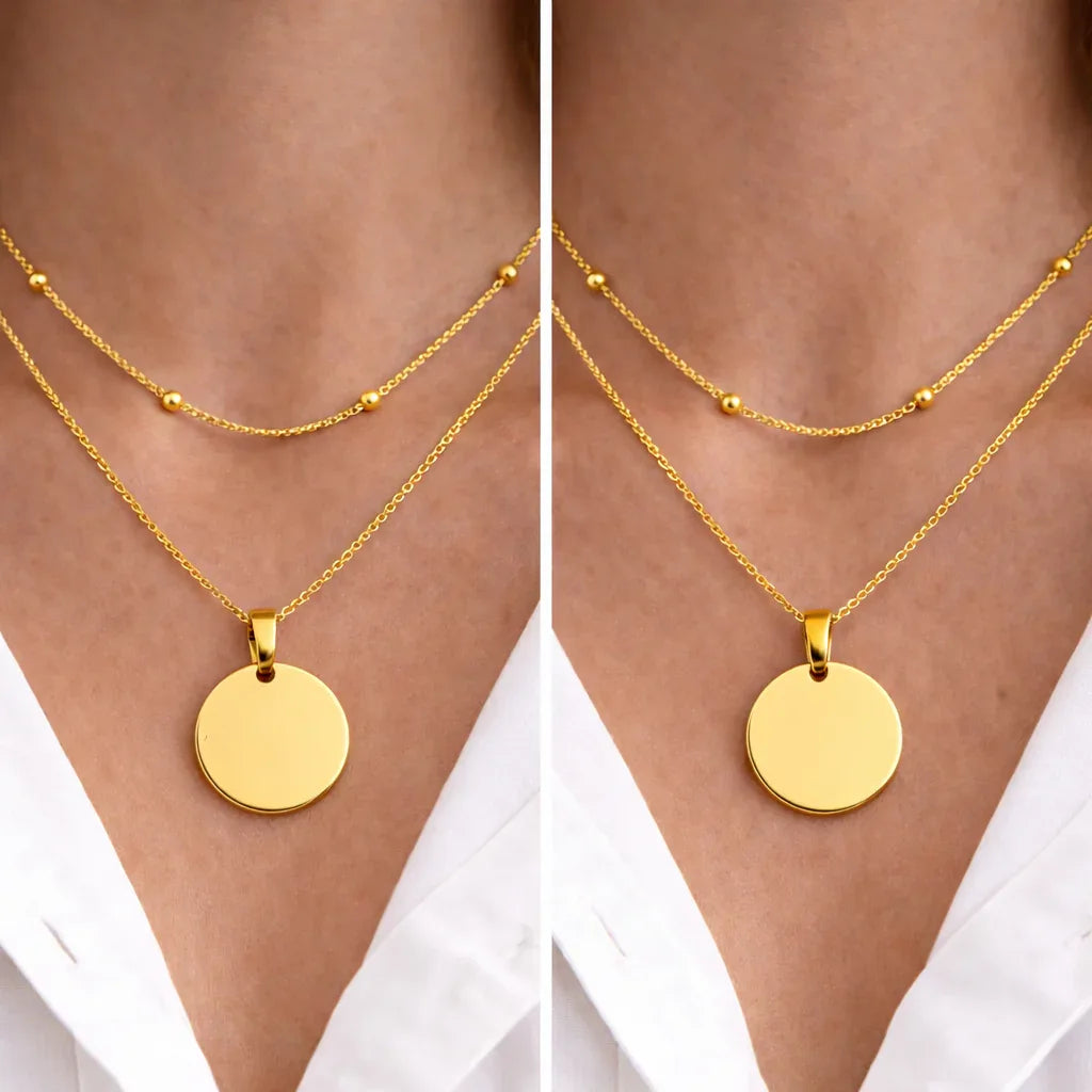 Atelya™ Personalizirana verižica z obeskom Circle Gold Atelya