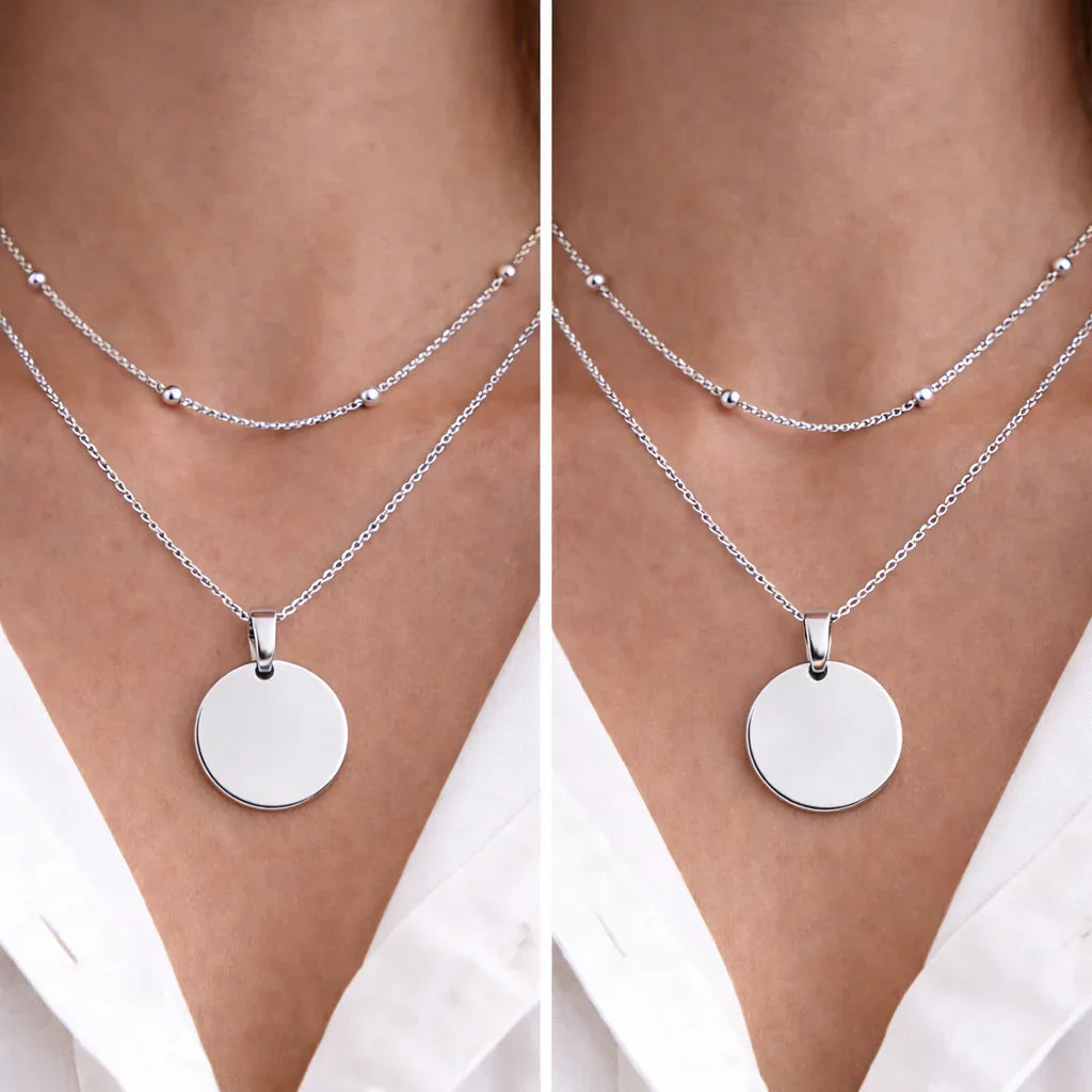 Atelya™ Personalizirana verižica z obeskom Circle Silver Atelya