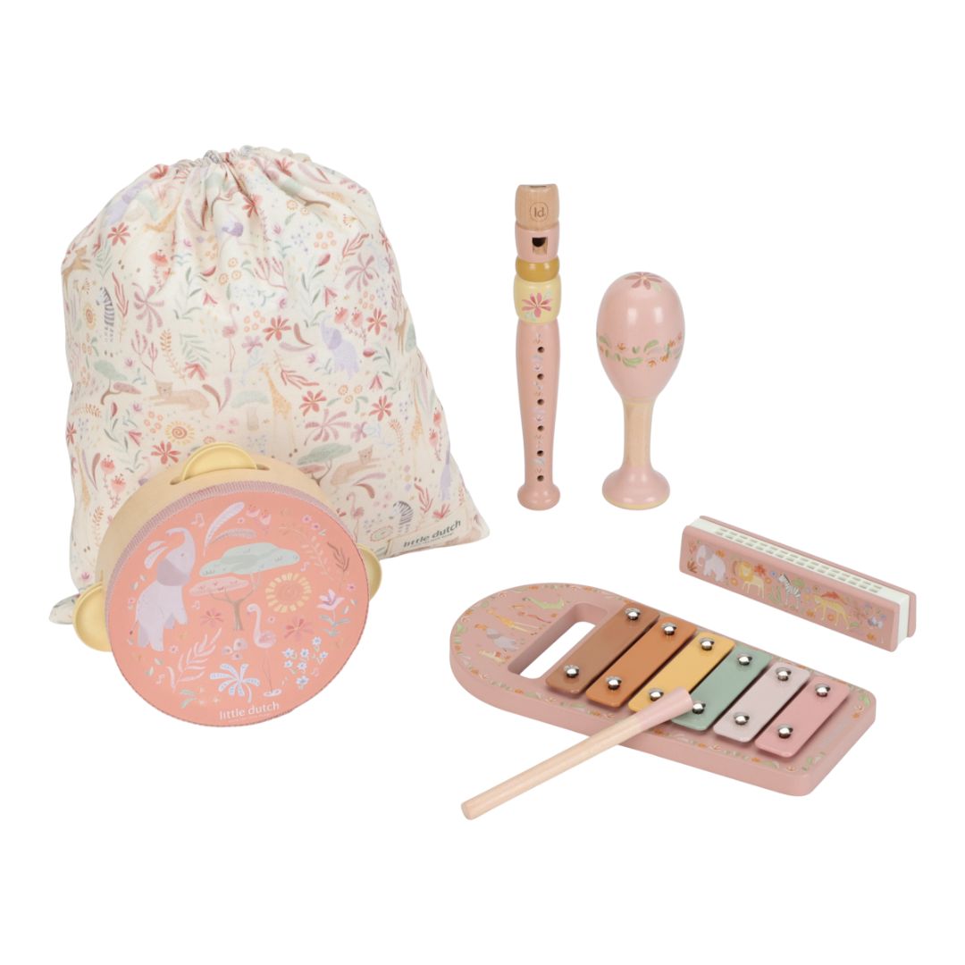Little Dutch® Otroški glasbeni set Safari Friends Pink