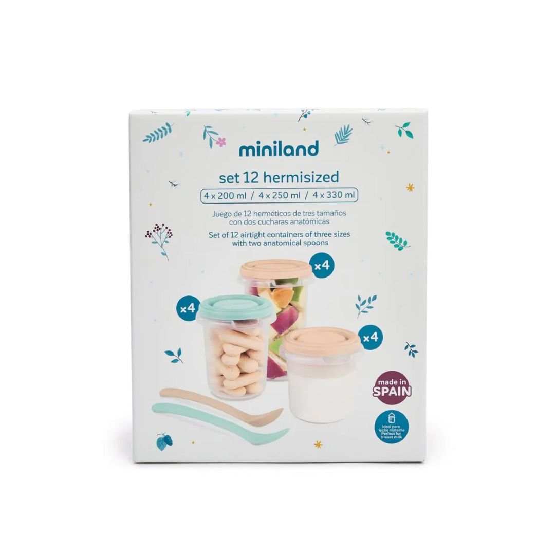Miniland® Set 12 posodic za shranjevanje Dreamland 200/250/330ml Miniland
