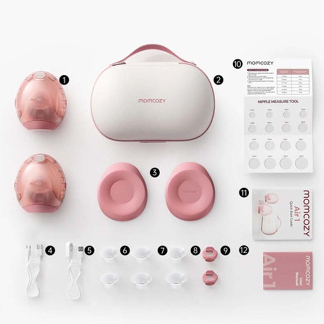Momcozy® Air One Ultra-Slim Dvojna električna prsna črpalka Hands-Free za dojenje Red