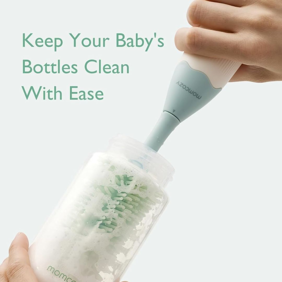 Momcozy® Komplet ščetk Push-Press za čiščenje stekleničk Green