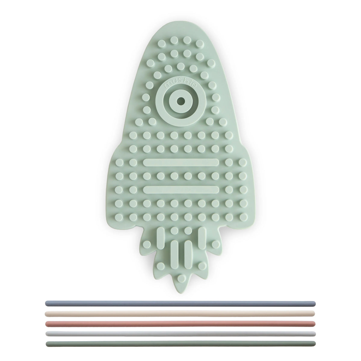 Mushie® Silicone Sensory Toy Rocket Cambridge Blue
