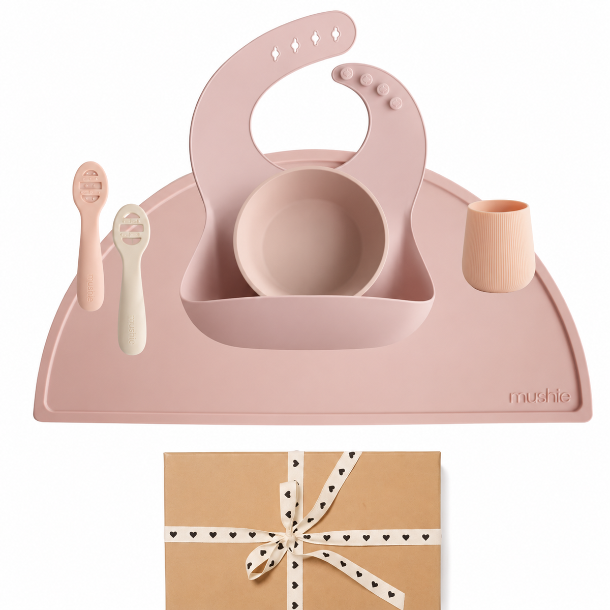 Mushie® Komplet za prvo hranjenje Blush