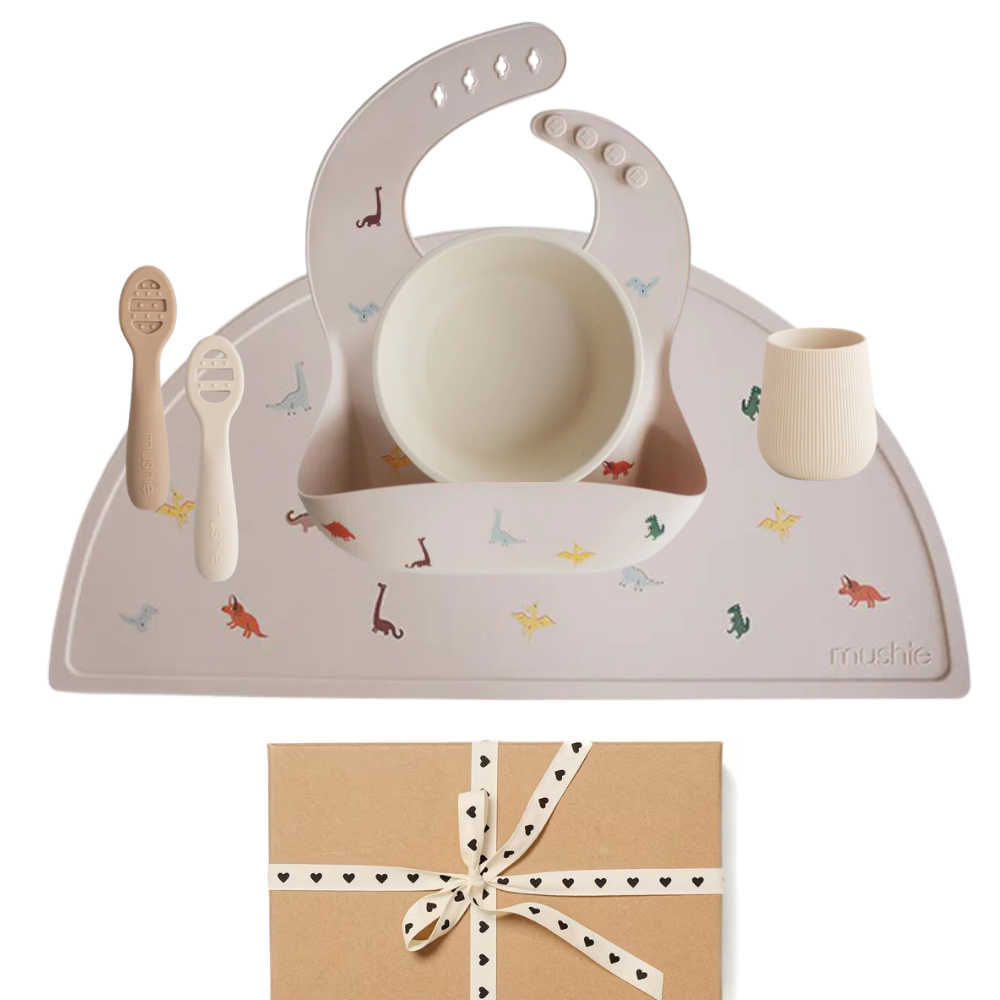 Mushie® Komplet za prvo hranjenje Dino Mushie