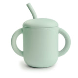 Mushie® Gobelet en silicone avec paille Cambridge Blue