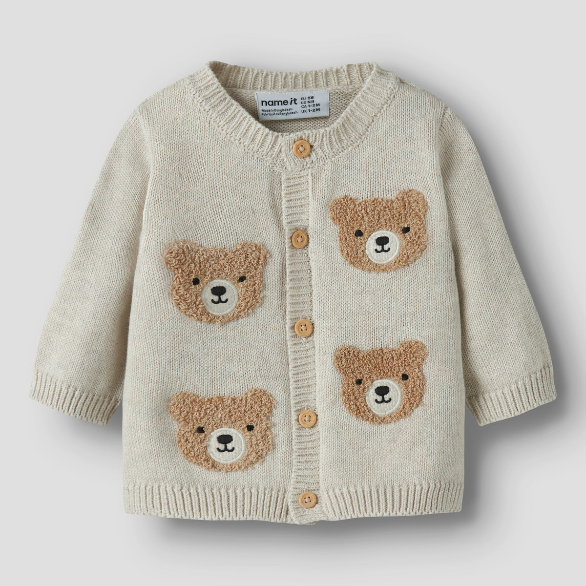 name it® Cardigan bear Peyote Melange