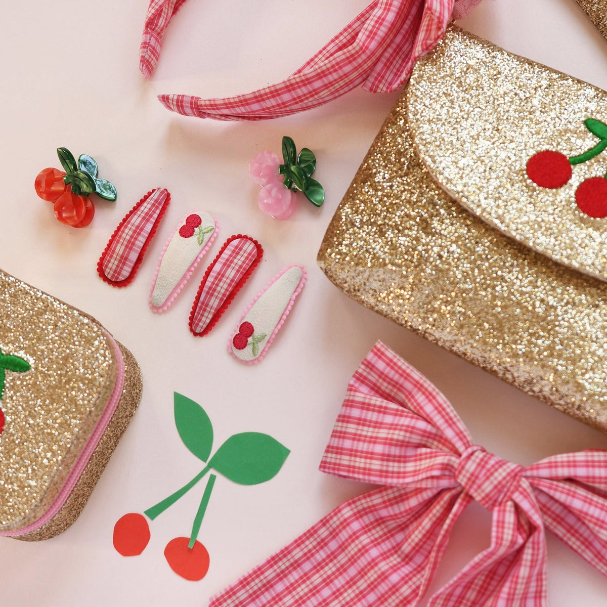 Rockahula® Hair Clips Cherry Dreams Fabric – slika 3