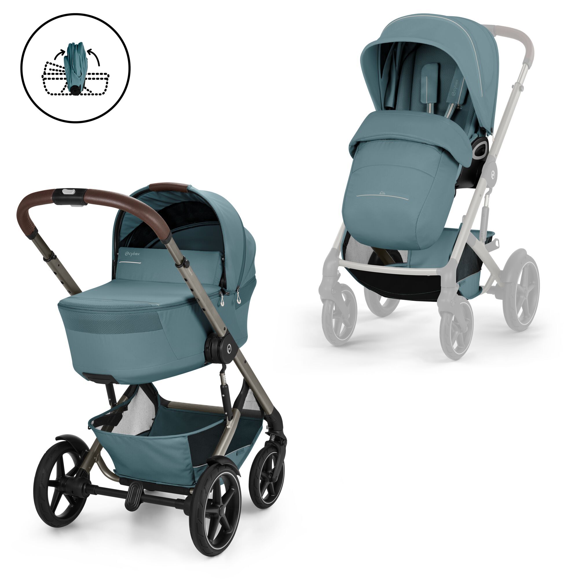 Cybex® Otroški voziček z zložljivo košaro 2v1 Talos™ S Lux Stormy Blue (ToupeFrame)