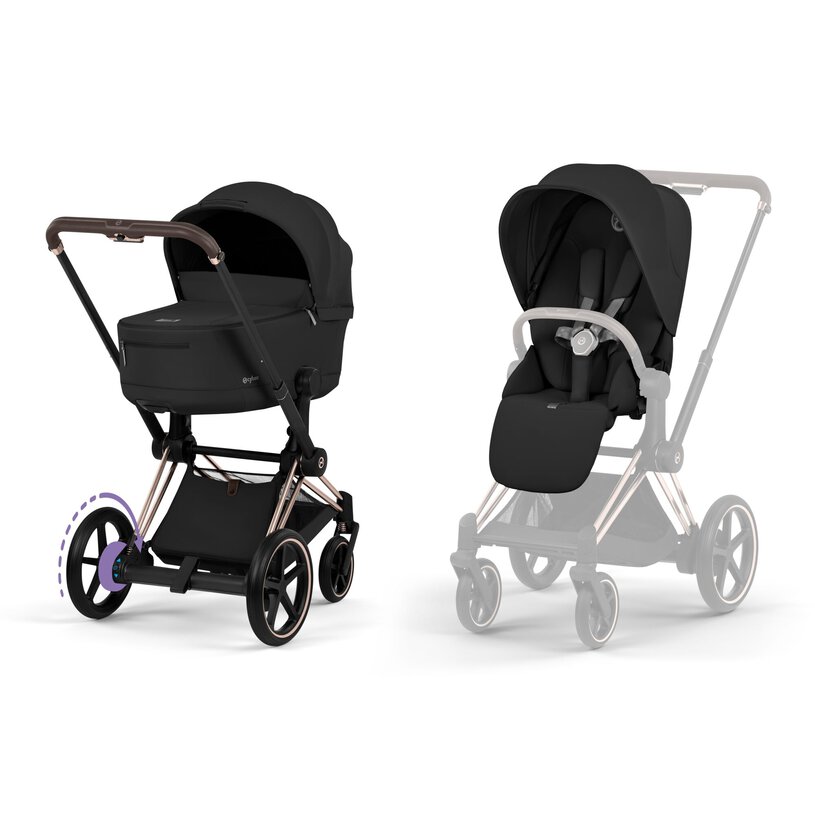 Cybex Platinum® Otroški voziček s zložljivo košaro 2v1 e-Priam™ Comfort Sepia Black | Rosegold Cybex Platinum