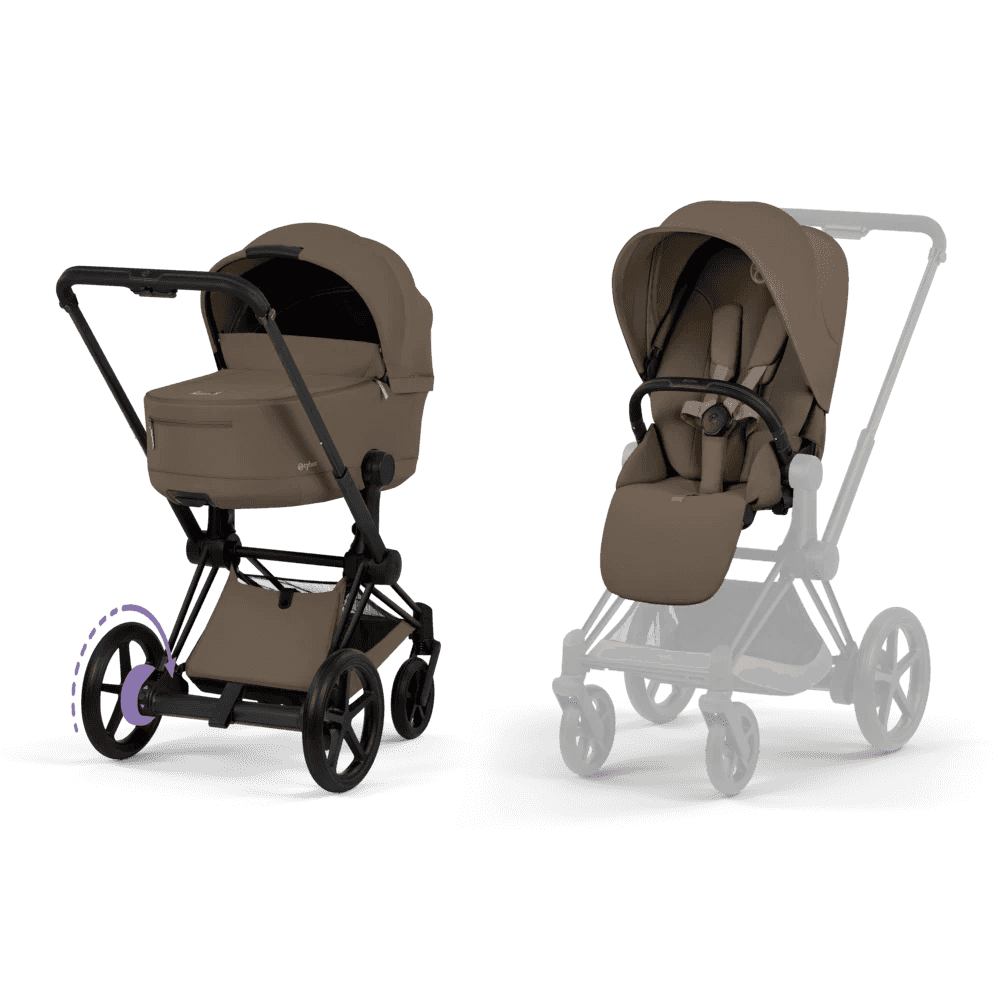Cybex Platinum® Otroški voziček s zložljivo košaro 2v1 e-Priam™ Comfort Coconut Brown | Matt Black Cybex Platinum